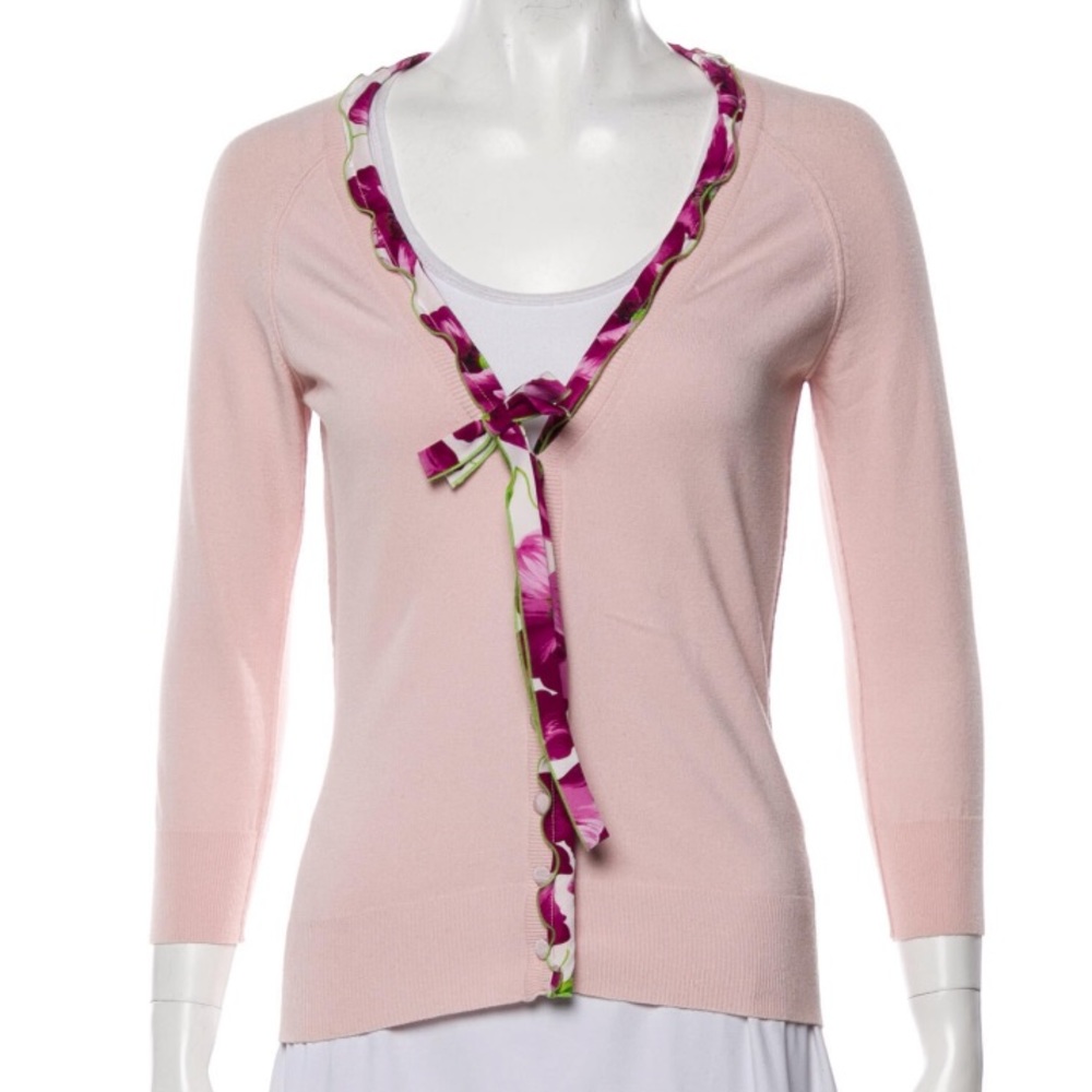 DOLCE & GABBANA PINK SCOOP NECK CARDIGAN